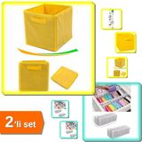 Sarı Çok Amaçlı Dolap İçi Düzenleyici Kutu + 10 Gözlü M Beden Akordiyon Organizer - 2Li Set J2b5j3