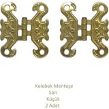 Sarı Dekoratif Kelebek Menteşe Küçük 2 Adet (4,2cm x 3,5cm)