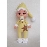 Sarı Emzikli Bebek Uyku Arkadaşı Amigurumi Organik Oyuncak