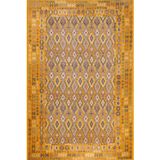 Sarı Etnik Modern Geometrik Etnik Eskitme Desenli Boho Makinada Yıkanabilir Hafif Hav Toz Vermez Leke Tutmaz Kaymaz Taban Dijital Makine Baskı Halı Oturma Odası Salon Yolluk Koridor Mutfak Halısı