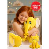 Sarı Fil Peluş Oyuncak 20×17 Cm – Çocuk Odası Dekoru, Sevimli Bebek Hediyesi, Yumuşak Peluş Figür