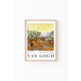 Sarı Gökyüzü Ve Zeytin Ağaçları - Vincent Van Gogh - Ahşap Desenli Çerçeve, Naturel, 50 x 70