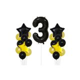 Sarı Gold Folyo Balon Rakam Set Dogum Günü Süsü 3 Yaş