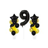 Sarı Gold Folyo Balon Rakam Set Dogum Günü Süsü 9 Yaş