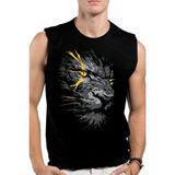 Sarı Gözlü Arslan Siyah Kesik Kol | Kolsuz Erkek Tshirt | Atlet