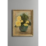 Sarı Güller - Vintage Desenli Tablo - İnce Model, Altın4, 21 x 30
