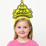 Sarı Happy Birthday Prenses Tacı – Doğum Günü Taç Aksesuarı P80031s5030