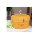 Sarı Hasır Sepet Kapaklı Sepet Düzenleyici Organizer Handmade-22x14cm OZLEM1176