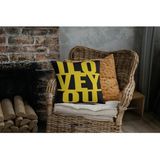 Sarı I Love You Yazılı Baskılı 42X42CM Pamuk Dokuma Kırlent Yastık Kılıfı - Renkli - 42 x 42