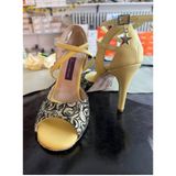 Sarı İhtişam Tango, Dans Ve Salon Ayakkabısı 9,5 Cm 15 Pont Koni Model Topuk Kapalı