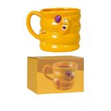 Sarı Kedili Köpekli Seramik 3D Kupa Bardak Sevgiliye Hediye Kulplu Kahve Çay Bardağı Mug Fincan