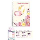 Sarı Kelebek Spiralli Günlük Planlama Defteri - 100 Sayfa - 17X24 Planlayıcı Defter