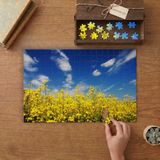 Sarı Kır Çiçekleri - Gökyüzü Tasarımı 240 Parça Ahşap Puzzle Ahşap Kutuda MP04108