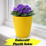 Sarı Kırılmaz Plastik Dekoratif Saksı (1 Adet) 15Cm Orkide Çiçek Bitki İçin Kırılmaz Balkon Saksısı