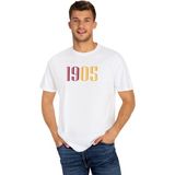 Sarı Kırmızı 1905 Baskılı Erkek Oversize Tişört - XL - Beyaz