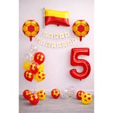 Sarı Kırmızı 5 Yaş Futbol Temalı Doğum Günü Balon Seti
