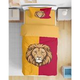 Sarı Kırmızı Aslan 3D Dijital Baskılı Tek Kişilik Çarşafsız Nevresim Takımı Çocuk Nevresim Takımı - Sarı - Kırmızı - 160 x 220 cm