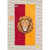 Sarı Kırmızı Aslan Desenli Dijital Baskılı Plaj Havlusu