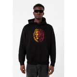 Sarı Kırmızı Aslan Siyah Erkek 3İp Kapşonlu Sweatshirt