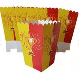Sarı Kırmızı Aslan Temalı Popcorn Kutusu, 8'Li Set, Doğum Günü Parti Malzemesi