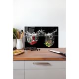 Sarı Kırmızı Biber Cam Kesme Tahtası, Silikon Ayaklı, Isıya Kırılmaya Dayanıklı Sunum Kesim Tablası - 23 x 35 cm