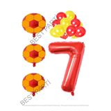 Sarı Kırmızı Futbol Topu Folyo ve Latex Balon Rakam Seti Yaş 7