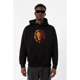 Sarı Kırmızı Leon Siyah Erkek 3İp Kapşonlu Sweatshirt