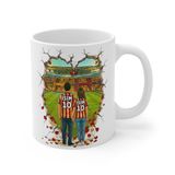Sarı Kırmızı Sevgililere Özel Kupa Bardak - Taraftar Kupa Bardak - Kişiye Özel Sarı Kırmızı Hediye Mug (Tema 5, Beyaz)