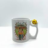 Sarı Kırmızı Sevgililere Özel Kupa Bardak - Taraftar Kupa Bardak - Kişiye Özel Sarı Kırmızı Hediye Mug (Tema 5, Futbol Toplu)