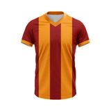 Sarı Kırmızı V Yaka Çubuklu Taraftar Forması