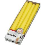 Sarı Konik Şamdan Mumlar 4 Paket - 24,5 cm - 7,5 Saat Yanan Damlamayan Mumlar - Akşam Yemeği, Parti, Düğün Dekoru Için Uzun Mum Seti
