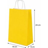 Sarı Kraft Çanta 18X8X24 ( 10 Adet ) ( Kağıt Poşet Çanta )