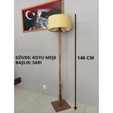 SARI KUMAŞ BAŞLIK- AHŞAP LAMBADER-KÖŞE AYDINLATMA-KOYU MEŞE | Ahşap Malzeme, İç Mekan, 3metre anahtarlı kablo