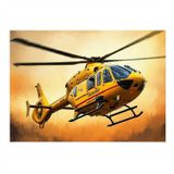 Sarı Kurtarma Helikopteri Dekoratif Mdf Tablo 25cmX 35cm