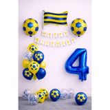 Sarı Lacivert Futbol Temalı 4 Yaş Doğum Günü Balon Seti Sarı Lacivert