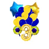 Sari Lacivert Futbol Temali Balon Yaş Set, 3