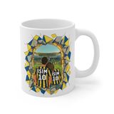 Sarı Lacivert Sevgililere Özel Kupa Bardak - Taraftar Kupa Bardak - Kişiye Özel Sarı Lacivert Hediye Mug (Tema 3, Beyaz)