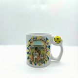 Sarı Lacivert Sevgililere Özel Kupa Bardak - Taraftar Kupa Bardak - Kişiye Özel Sarı Lacivert Hediye Mug (Tema 3, Futbol Toplu)