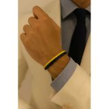 Sarı Lacivert Taraftar Bileklik – Unisex Deri Spor Bileklik Erkek Kadın