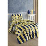 Sarı Lacivert Taraftar Desenli Tek Kişilik Nevresim Takımı - Çok Renkli - 160 x 200 cm
