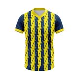 Sarı Lacivert V Yaka Çapraz Çizgili Çubuklu Taraftar Forması
