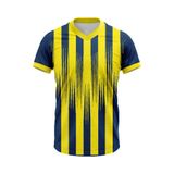 Sarı Lacivert V Yaka Modern Çubuklu Taraftar Forması