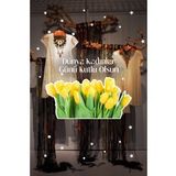 Sarı Laleler Ve Kadınlar Günü Kutlu Olsun Yazısı Vitrin Cam Stickerı