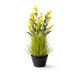Sarı Lavanta Yapay Çiçek 66cm Siyah Saksılı Ev Dekorasyon