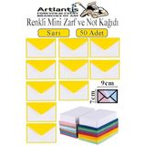 Sarı Mini Zarf 7X9 Cm Not Kağıtlı 50 Adet Küçük Sarı Zarf Mektup Oyun Zarfı Doğum Günü Dilekleri Zarfı Canlı Renk