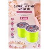 Sarı Misina İpi 0.5Mm 10 Metre 2 Adet Esnek Boncuk Takı Dizme İpi Elastik İp Bileklik Aksesuar Lastiği Yuvarlak Elyaf