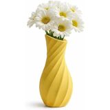 Sarı Modern Burgu Vazo 15 cm – El Yapımı Taş Tozu & Reçine Dekoratif Vazo, Minimalist Masa Sehpa Raf Dekoru