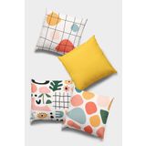 Sarı Modern Çift Taraflı 4'lü Set Kırlent Kılıfı 4KR040