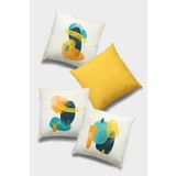 Sarı Modern Çift Taraflı 4'lü Set Kırlent Kılıfı 4KR046