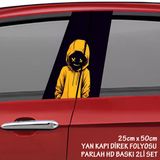 Sarı Montlu Hacker Çocuk Oto Sticker - Yeni Nesil Hd Baskı Kalitesi Araba Kapı Direkleri Kaplama Folyosu - Tuning Modifiye Aksesuar